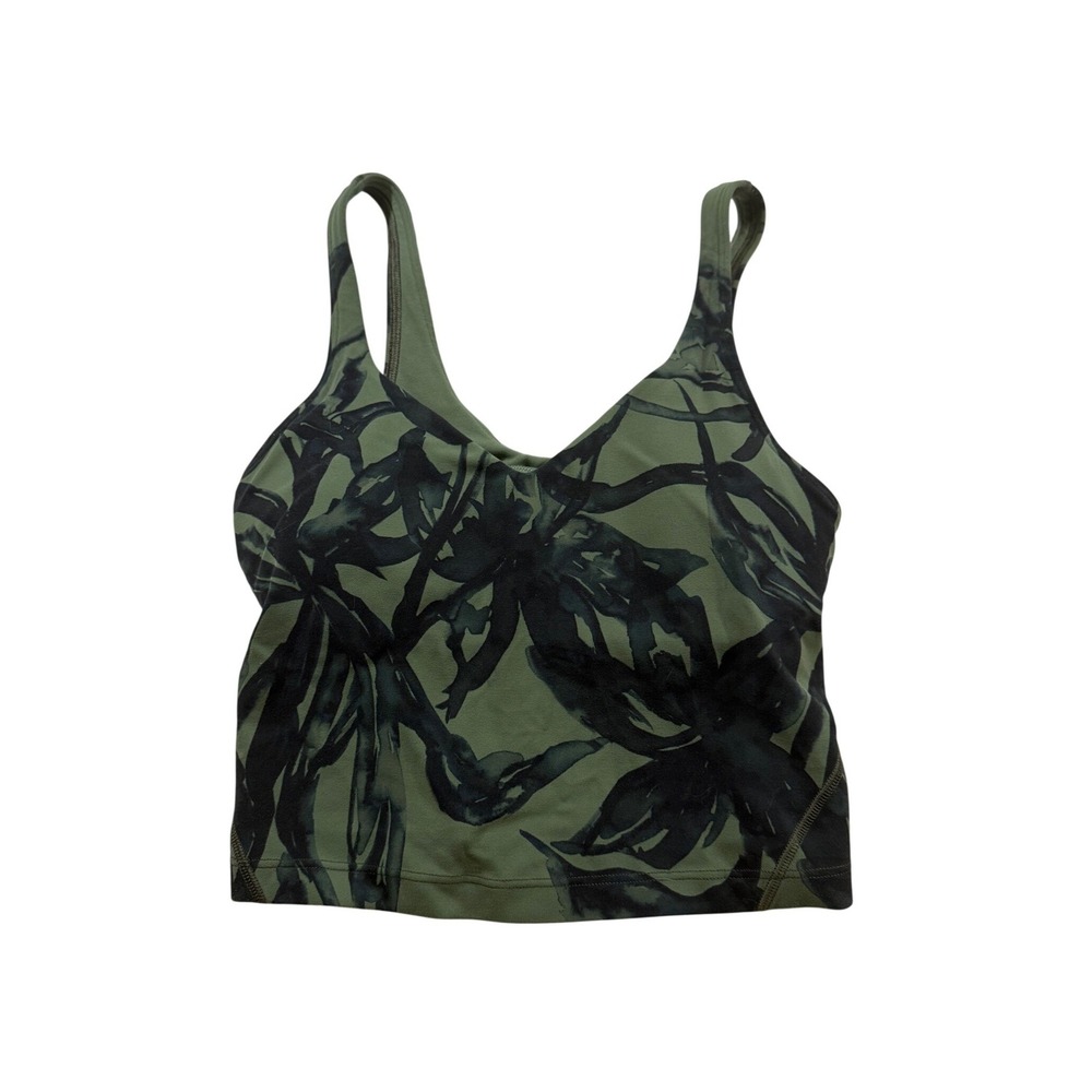 Lululemon Align Tank Top Green Black Floral Palm Nulu Athleisure Running Yoga XS